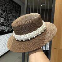 202203-SHI Dropshipping Summer French Grace  Pearl Ribbon  Paper  Lady   Fedoras Cap  Women Panama Jazz Outdoor Hat