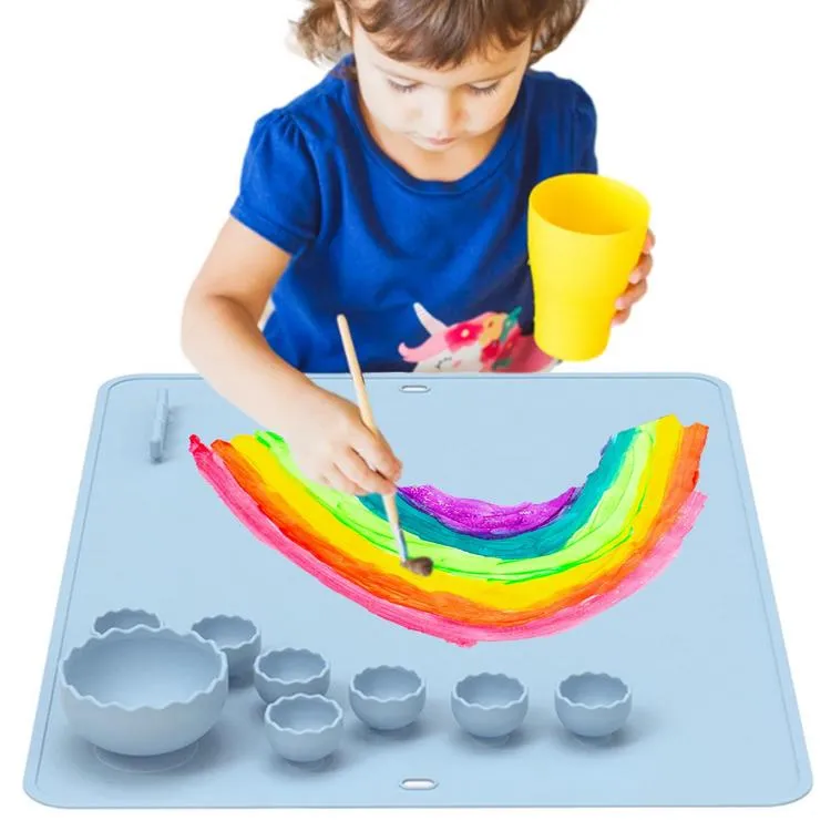 Silicone Paint Tray 60X40Cm Craft Mat Palette with Cup Tray