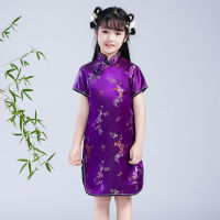 ใหม่เด็กชุด Cheongsam พลัมไม้ไผ่ดอกไม้ฤดูร้อนวินเทจสไตล์จีนแบบดั้งเดิมชุดเด็กผู้หญิง