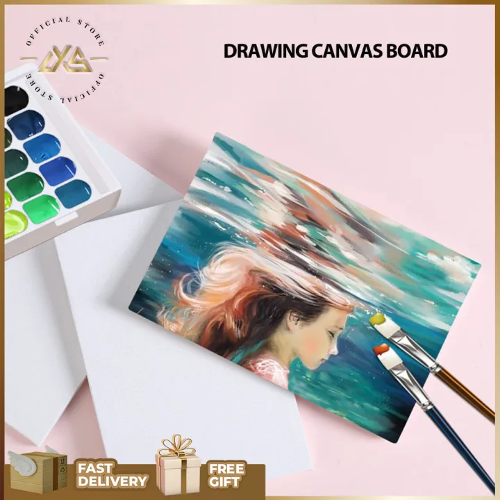 1 PC DRAWING CANVAS BOARD/ BLACK CANVAS ART BOARD/ ACRYLIC PAINTING/ CANVAS FRAME/ PAPAN LUKIS