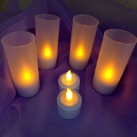 4/6/12Pcs LED Candles Remote Controlled Flickering Frosted Rechargeable Tea Light Electronics Candle Waxless Xmas Wedding-Amber