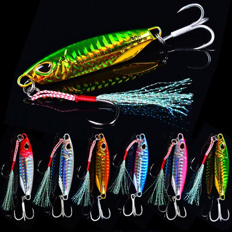 6pcs Jigging Lead Fish 7-50G Metal Fishing Lure 6 Colors Jig Hard Baits Jig Hook 