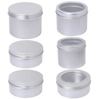 Round Metal Tins With Transparent Clear Window Candle Container Tins Empty Storage Box Cosmetics Refillable Container