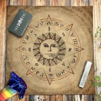 Sun Face Spiritual Runes Tarot Tablecloth Velvet Altar Cloth Pagan Witchcraft Board Game Pendulum Astrology Oracle Card Pads