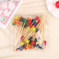 100pcs Halloween Bamboo Craft Fruit Spider Toothpick Kids Food Sticks Interesting dessert cocktail Sign wedding party supplies