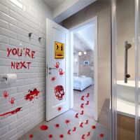 【HOT】❈ Horrible Tricky props Bloody Handprint Stickers Wall Window Door Decal