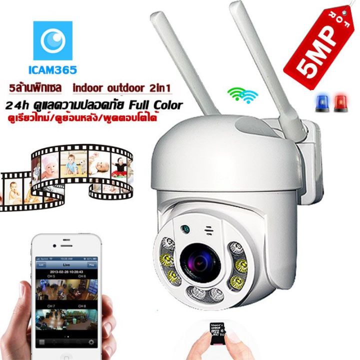 กล้องวงจรปิดไร้สาย-ดูผ่านโทรศัพท์-5-ล้านpixel-ip-camera-ไม่ใส่ซิม-cctv-indoor-wifi-ราคาถูก