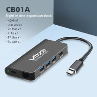 Vmade 8-In-1 Dual USB-C USB C HUB RJ45 4K HD Sd/tf Card Reader 3 USB 3.0 HUB Type-C HUB สำหรับ