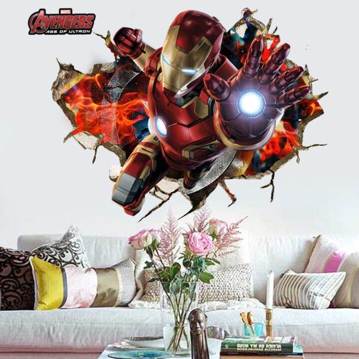 hz-marvel-the-avengers-superhero-spiderman-3d-three-dimensional-wallpaper-sticker-kids-bedroom-home-room-decor-birthday-party-decor-zh