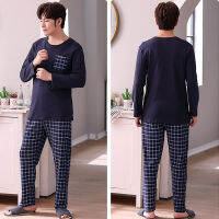 Cotton Mens Thin Pajama Fashion Plaid Pijama Sets Spring Autumn Casual Long Sleeve Sleepwear Soft Comfortable Pajamas for Men