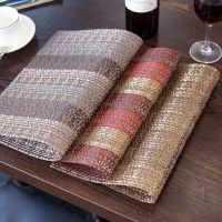 ▥ European-style high-grade bronzing Teslin PVC placemat Western food mat home insulation mat weaving table mat coaster