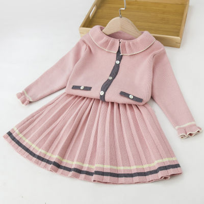LZH Toddler Baby Girl Clothes  Autumn Winter Children Knitted Sweater Skirts Suit 2Pcs Kids Christmas Clothing For Girls Set