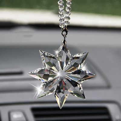 【CC】✳✘  Transparent Snowflakes Car Pendant Decoration Ornaments Catcher Hanging Trim Accessories Gifts