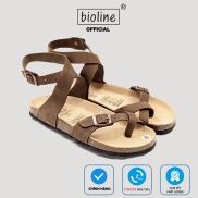 Mã D16 - Sandal Đế Trấu BIOLINE Official Quai Da Bò Thiết Kế Đan Chéo Cổ