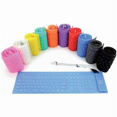 แป้นคีย์บอร์ดพับได้กันน้ำ Portable USB Mini Flexible Silicone PC Keyboard Foldable Keyboard 109 keys