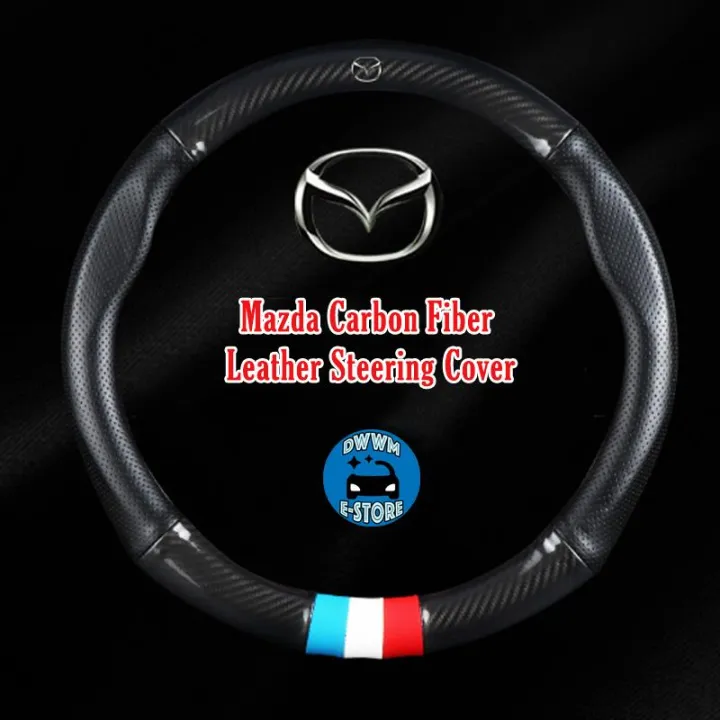 Mazda Carbon fiber leather steering cover for Mazda2 Mazda3 CX3 CX5