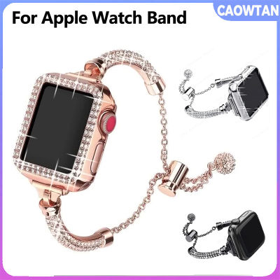 สายเพชรสำหรับ Apple Watch Ultra Band 49มม. 45มม. 42มม. 41มม. 44มม. Sparkling Correa I นาฬิกา Series 8 7 SE 6 5 4 3สร้อยข้อมือหรูหรา