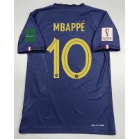 เสื้อที่ร้อนแรงที่สุด ทีมชาติ ฝรั่งเศส เหย้า 2022 Player France Home พร้อมเบอร์ชื่อ 10 MBAPPE อาร์ม ฟุตบอลโลก World Cup 2022