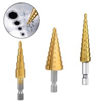 Step Drill Bit 3-12mm 4-12mm 4-20mm HSS Straight Groove Step Drill Bit Titanium Coated Wood Metal Hole Cutter Core Drilling Tool Drills Drivers