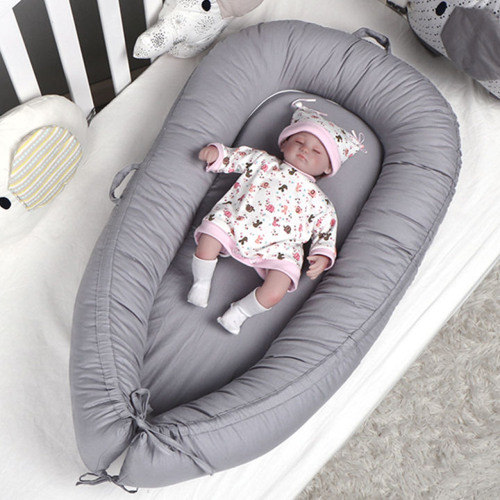80x50cm-baby-nest-bed-portable-crib-travel-bed-solid-cotton-newborn-baby-crib-infant-bedding