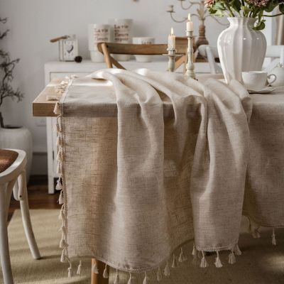 【CW】 Tassel Table Cotton Rectangular Tablecloth for Dining Cover Wedding Decoration Tapete Mesas