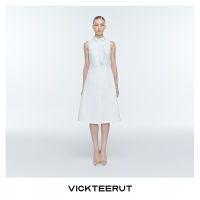 VICKTEERUT (ราคาปกติ 11,000-.) Re-Edition Sleeveless Flare Dress with Pleated Frill Detail เดรสแขนกุด คอปก เดรสทรงบาน ตกแต่งระบายอัดพลีท