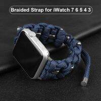 （Bar watchband）สายถักไนลอนสำหรับสายนาฬิกา Series 7/6/5/4/3MetalBracelet สำหรับ Iwatch 41/45/38/40/42/44มม. ปรับ Man