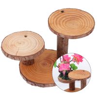 Stand Wooden Pot Flower Holder Cracked Style Rack Shelf Riser Cake Planter Potted Storage Round Tray Balcony Tier Stands