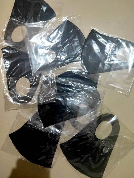6PCS MASKER HITAM KOREA PENUTUP MULUT PREMIUM SABLON BAHAN SCUBA ANTI