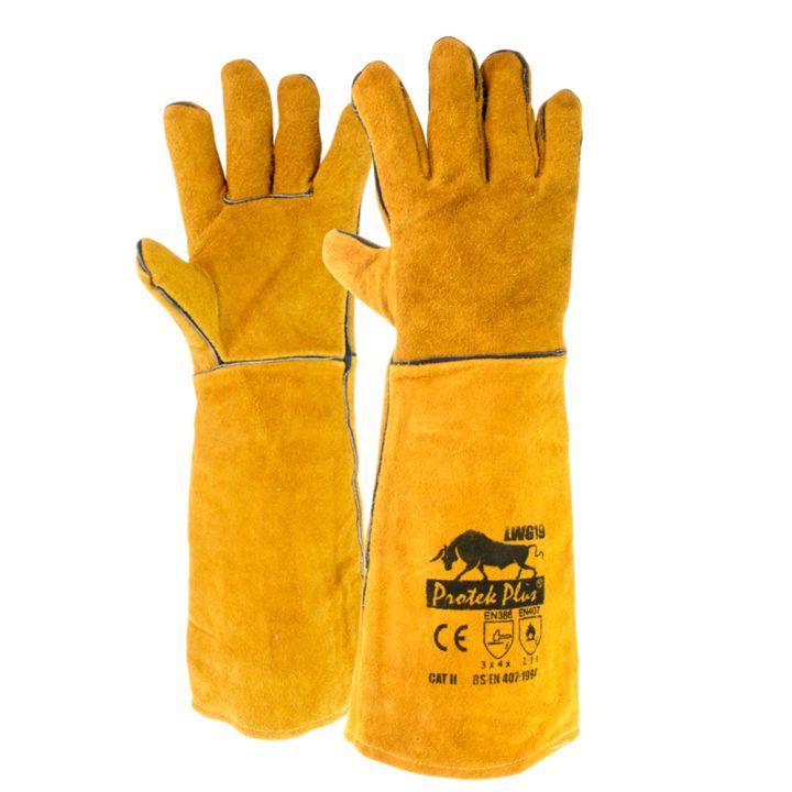 l-amp-k-ขายดี-ถุงมือหนังงานเชื่อม-ป้องกันความร้อน-สีน้ำตาลเหลือง-ยาว-13-5-นิ้ว