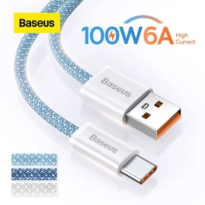 卐▤ Baseus สายชาร์จ USB C 100W 6A ชาร์จเร็ว สําหรับโทรศัพท์ Samsung S22 S21 Ultra Xiaomi Mi 10