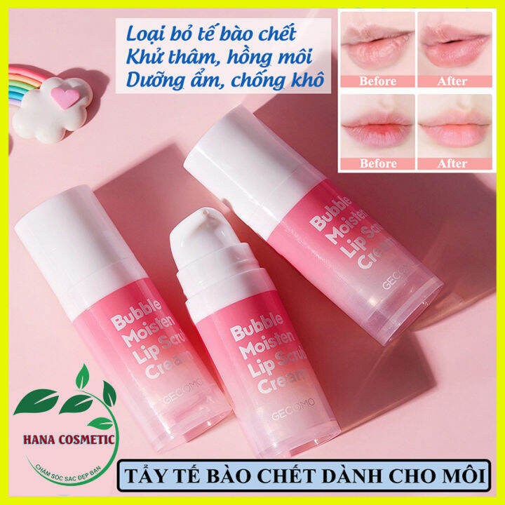 Bí Quyết Đôi Môi Xinh] Kem Tẩy Tế Bào Chết Môi Dạng Sủi Bọt Gecomo Bubble  Moisten Lip Scrub Cream 12G – Sạch Tế Bào Chết Vùng Môi, Làm Hồng Môi, Dưỡng