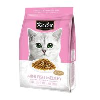 Kit Cat Mini Fish Medley (1.2 kg) อาหารแมวสูตรรวมมิตรปลาเสริมสร้างกระดูกมีท็อปปิ้งปลา