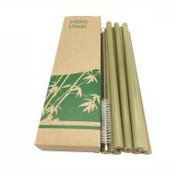 10Pcs/Set Natural Bamboo Straw Reusable Drinking Straws with Case+Clean Brush Eco-friendly Bamboo Straws Household Bar Tools