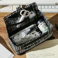 British Checked Pencil Case Retro Stationery Storage Bag