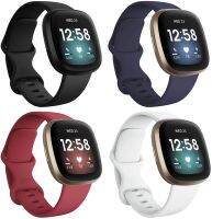 4Pcsสายรัดใช้งานร่วมกับFitbit Sense/Versa 3วง,ซิลิโคนสายยืดกีฬาสายรัดข้อมือนาฬิกาข้อมืออัจฉริยะสำหรับผู้หญิงผู้ชาย