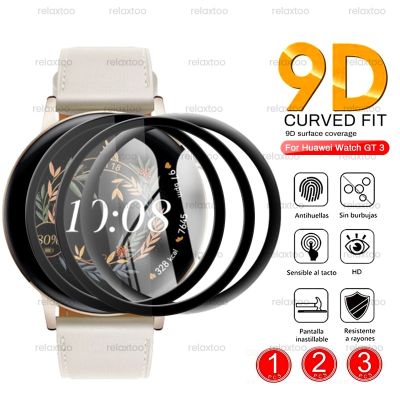 1-3PCS 9D Curved Soft Fiber Protective Glass For Huawei Hauwei Watch GT3 GT 3 42MM 46MM Smart Watch Screen Protectors Film Cover Cases Cases