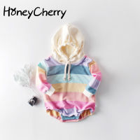 HoneyCherry New Rainbow Long Sleeve Baby Girl Bodysuits Little Girls Clothing Fashion Kids Long Sleeve Clothes