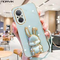 NORVIK เคสมือถือชุบโลหะหรูหราสำหรับ Azure พร้อมสายคล้องสำหรับ Huawei Nova 11 11i 10 9 8i 7 Y91 Y71 Y90 Y70 Y61 Y7A P60 Honor Magic 5 4 90 70 50 X9A X8a X8 X6 X7A SE Lite Pro 4G 5G N1-2ปลอกอ่อน