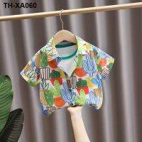 Children boys summer 2023 short-sleeved new baby boy thin handsome coat lapels