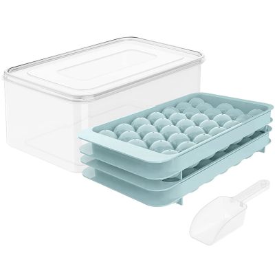 132 Pcs Ice-Cube Tray/4 Packs Ice Trays for Freezer with Bin/Ice-Cube Trays for Freezer with Lid/Round Ice-Cube Mold