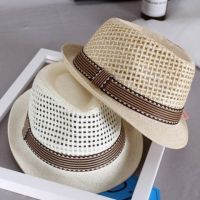 COD KKW MALL Sir Straw hat man breathable mesh cap is prevented爵士草帽男夏季透气网眼帽防晒遮阳帽中年男士亲子户外镂空小礼帽2.1