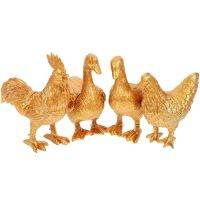 Animals Animal Gold Decorfigurines Goose Statue Duck Year Old Chicken Miniature Boy Homefigurine Model Crafts Small Kids