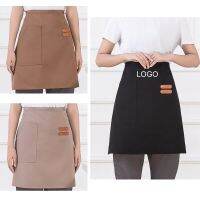 Customizable Logo Canvas Waterproof Half Apron Waiter Uniform with Pocket for Waitress or Baking Mats 8 Colors Size 53*65cm Aprons