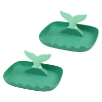 2 Pieces of Spoon Holder and Lid Holder Bracket Rack Multifunctional Plastic Whale Tail Shaped Lid Tray Kitchen Tool