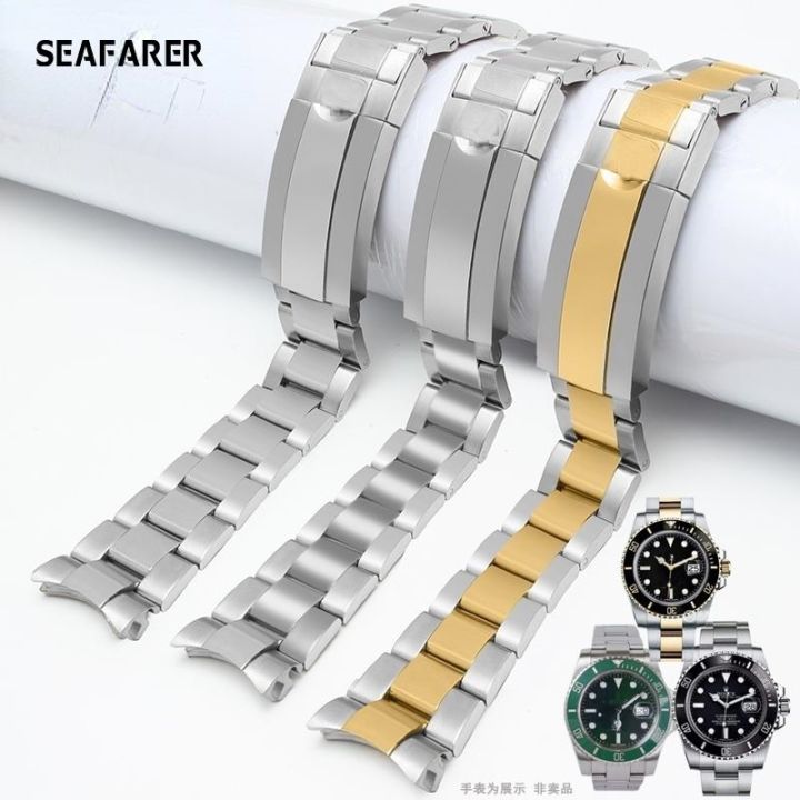 substitute-rolex-สายนาฬิกาสแตนเลส-submariner-116610-black-water-ghost-สายนาฬิกาสีเขียวสายโซ่ชาย-20-มม-สายนาฬิกา