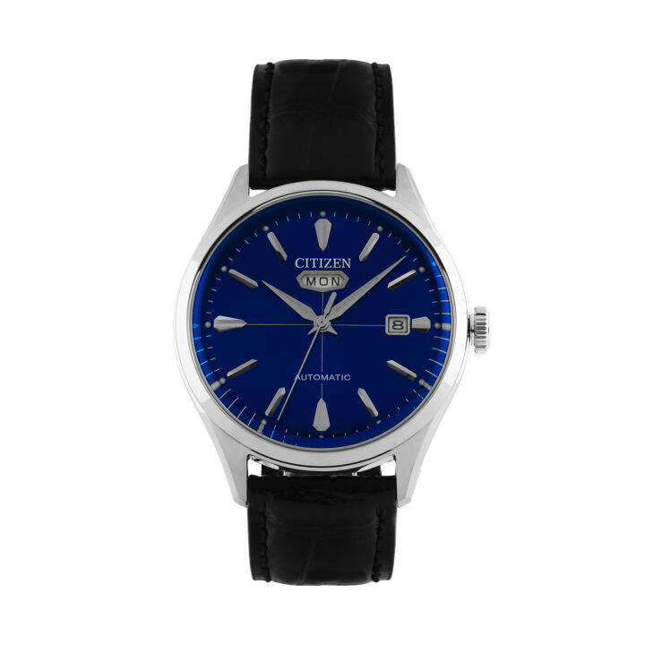 Citizen Men's Mecha Regular Black Calf Leather Strap And Blue Dial ...