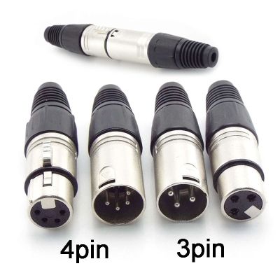 3 Pin 4 pin XLR Audio Cable Connector MIC Male Plug Female Jack Professional Microphone Wire Connector Power Adapter Electrical Connectors