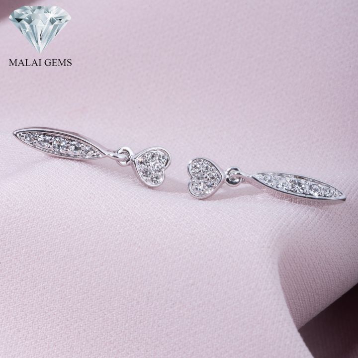 malai-gems-ต่างหูเพชร-เงินแท้-silver-925-เพชรสวิส-cz-เคลือบทองคำขาว-รุ่น-11008183-แถมกล่อง-ต่างหูcz-ต่างหูเงินแท้