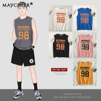 MAYCHEER   เสื้อกล้ามผู้ชายเสื้อยืดแขนกุดแผ่นบาสเก็ตบอลหลวมเสื้อแจ็คเก็ตกีฬาพิมพ์ตัวเลข